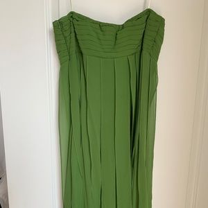 Strapless green cocktail dress with car wash fringe